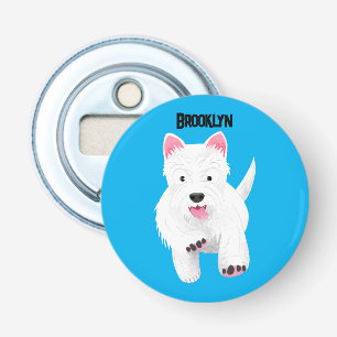 Schattig wit west highland terrier cartoon button flesopener