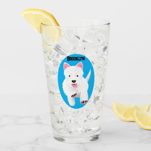 Schattig wit west highland terrier cartoon glas (Voorkant ijs)