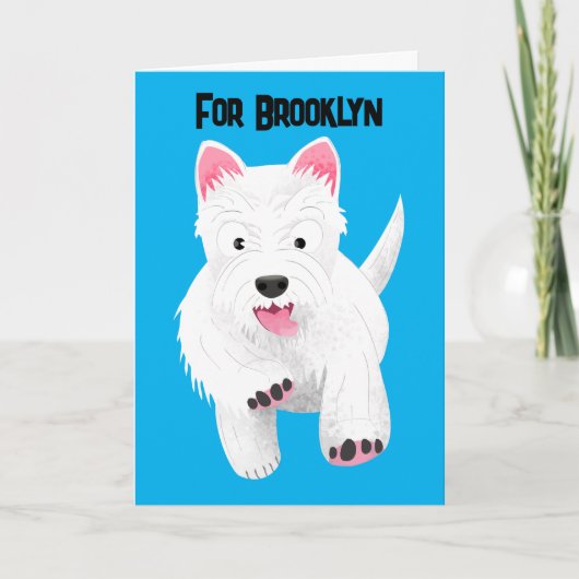 Schattig wit west highland terrier cartoon kaart (Voorkant)