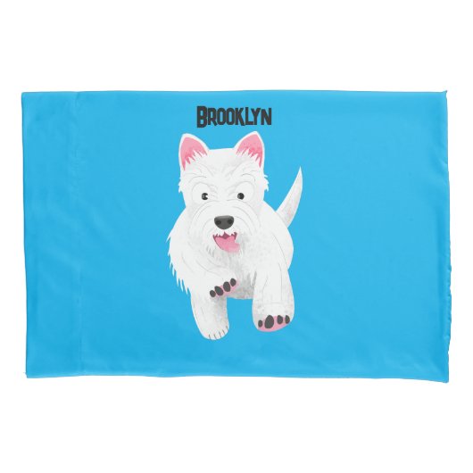 Schattig wit west highland terrier cartoon kussensloop (Voorkant)