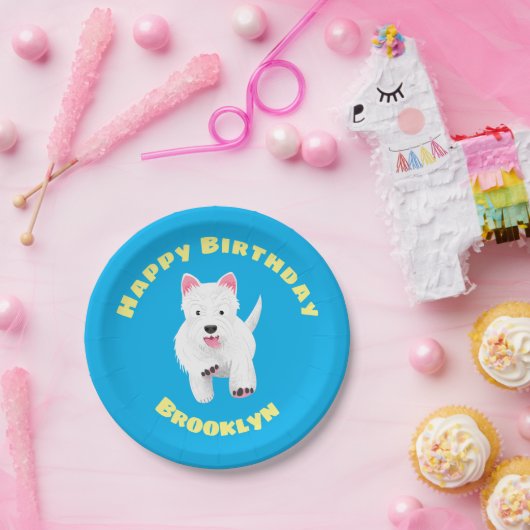 Schattig wit west highland terrier cartoon papieren bordje (Feest)