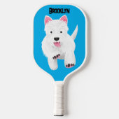 Schattig wit west highland terrier cartoon pickleball paddle (Achterkant)