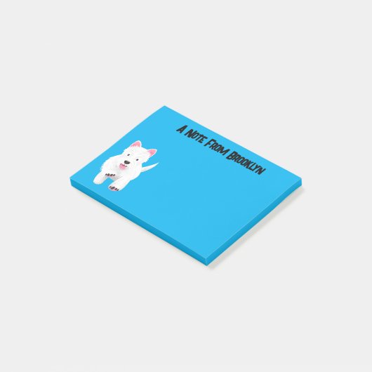 Schattig wit west highland terrier cartoon post-it® notes (Schuin)