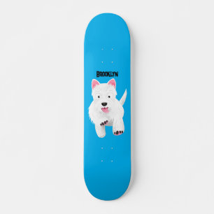 Schattig wit west highland terrier cartoon skateboard