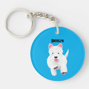 Schattig wit west highland terrier cartoon sleutelhanger