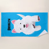 Schattig wit west highland terrier cartoon strandlaken (Voorkant)