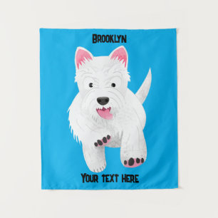 Schattig wit west highland terrier cartoon wandkleed