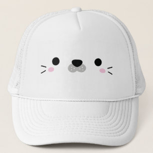Schattig wit zeehondje gezicht trucker pet