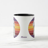 Schattig Witte Dog Retro Sunset Mok (Midden)