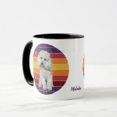 Schattig Witte Dog Retro Sunset Mok (Voorkant links)