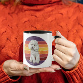 Schattig Witte Dog Retro Sunset Mok