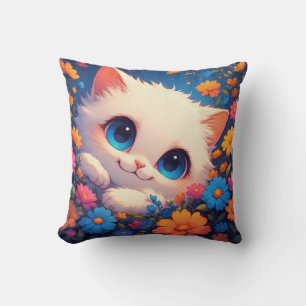 Schattig Witte Kitten Met Helderblauwe Ogen Kussen