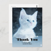 Schattig Witte Kitten met Mooie Blauwe Ogen Dank J Briefkaart (Voorkant / Achterkant)