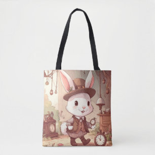 Schattig Witte Konijn Wonderland Whimsische Tijdsb Draagtas