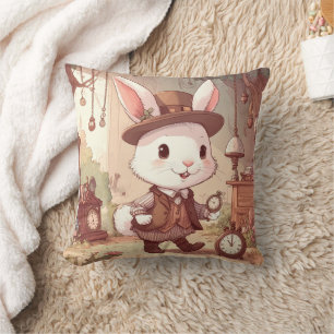 Schattig Witte Konijn Wonderland Whimsische Tijdsb Kussen