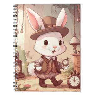 Schattig Witte Konijn Wonderland Whimsische Tijdsb Notitieboek