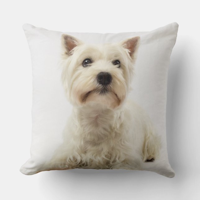 Schattig Witte West Highland Terrier Kussen (Voorkant)