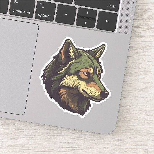 Schattig Wolf Geweldige Wild Dierenhoofd Sticker (Detail)