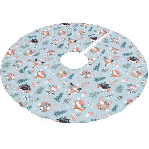 Schattig Woodland Christmas Animal Faces Pattern Kerstboom Rok
