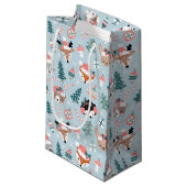 Schattig Woodland Christmas Animal Faces Pattern Klein Cadeauzakje (Voorkant Gekanteld)