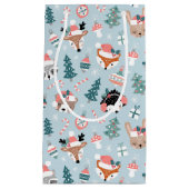 Schattig Woodland Christmas Animal Faces Pattern Klein Cadeauzakje (Voorkant)