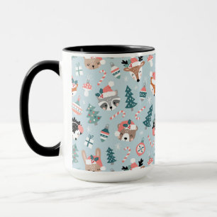 Schattig Woodland Christmas Animal Faces Pattern Mok