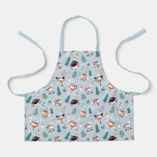 Schattig Woodland Christmas Animal Faces Pattern Schort