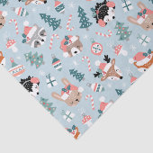 Schattig Woodland Christmas Animal Faces Pattern Tissuepapier (Detail)