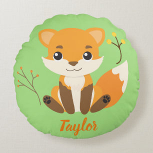 Schattig Woodland Fox Nursery Rond Kussen