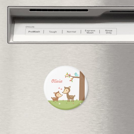 Schattig Woodland Herten moeder en kind naam magne Magneet (Insitu (Vaatwasser))