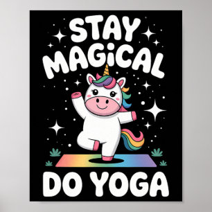 Schattig Yoga Eenhoorn Lotuspositie Mandala-ontwer Poster