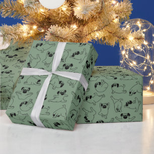 schattig yoga huisdier hond patroon groene achterg cadeaupapier