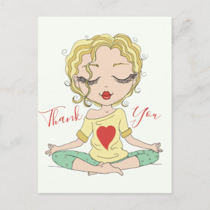Schattig Yoga Meisje Dank Je Blond Haar Ansichtk Briefkaart