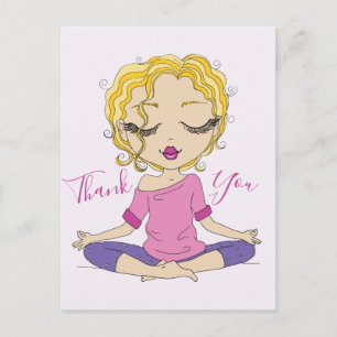 Schattig Yoga Meisje Pose Bedankt   Blonde Ansicht Briefkaart