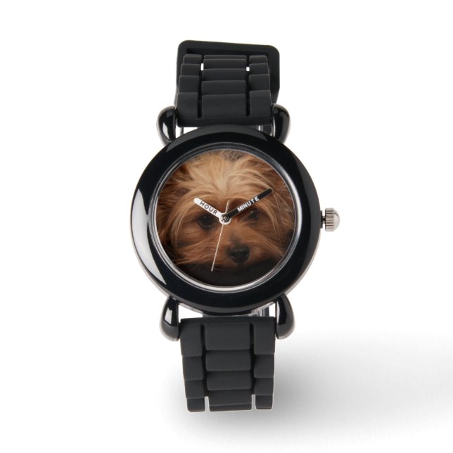 Schattig Yorkie Glitter horloge (Voorkant)