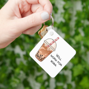 Schattig zal werken voor Boba Grappige Boba Theeli Sleutelhanger