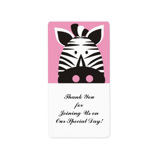 schattig zebra op roze etiket (Voorkant)