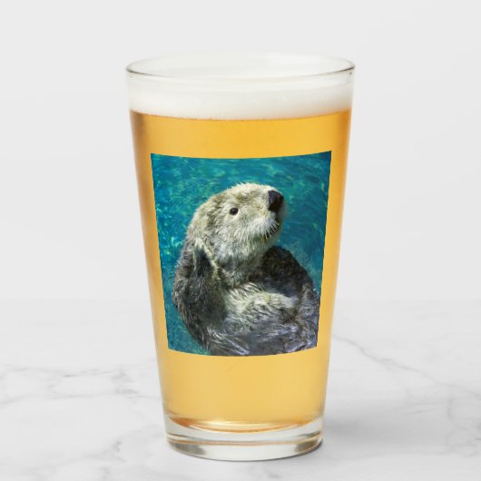 Schattig Zee Otter Cute Blue Water Glas (Voorkant gevuld)