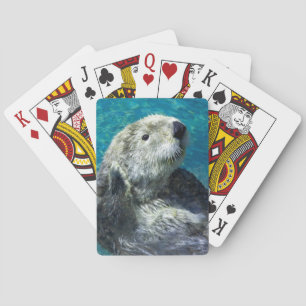 Schattig Zee Otter Cute Blue Water Pokerkaarten