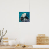Schattig Zee Otter Cute Blue Water Poster (Keuken)