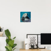 Schattig Zee Otter Cute Blue Water Poster (Thuiskantoor)