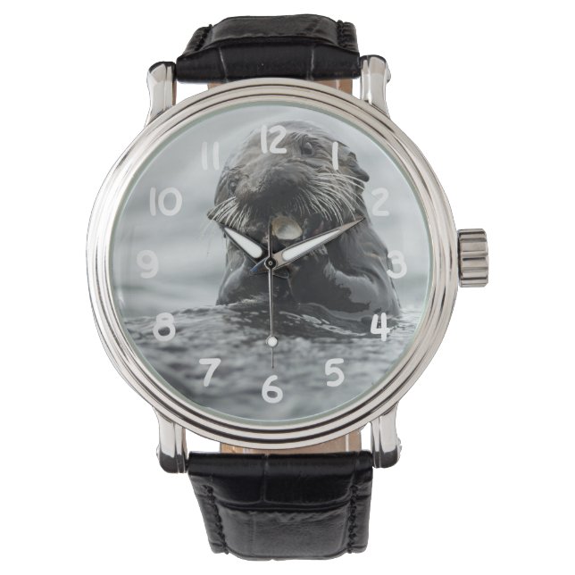 Schattig Zee Otter Horloge (Voorkant)