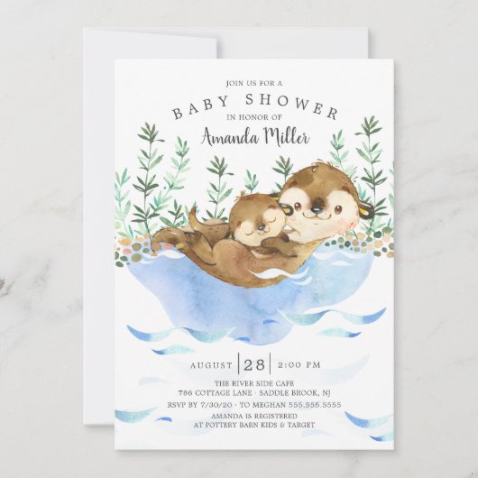 Schattig Zee Otter Neutraal Baby shower Kaart (Voorkant)
