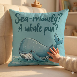 Schattig "Zee-raar? Een walvispun?" oceaanontwerp Kussen