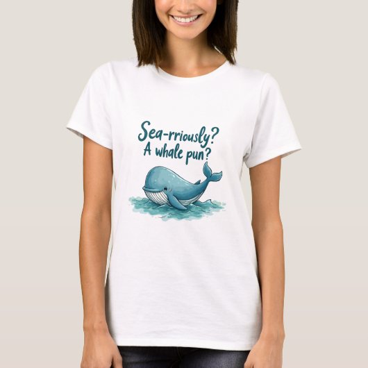 Schattig "Zee-raar? Een walvispun?" oceaanontwerp T-shirt (Voorkant)