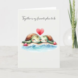 Schattig Zee Schildpad Koppel Valentijn Feestdagen Kaart