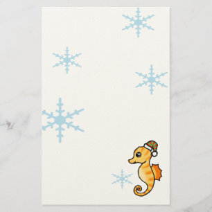 Schattig Zeepaardje Winter Sneeuwvlok Vakantie Briefpapier