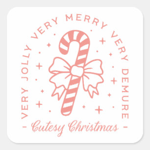 Schattig zeer demure vrolijke kerst roze esthetiek vierkante sticker