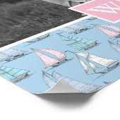 Schattig zeilboot | Foto met monogram | Monogram Poster (Hoek)