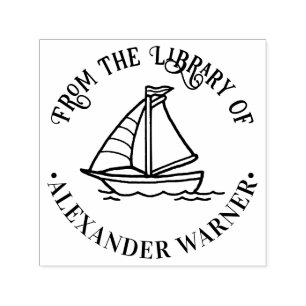 Schattig zeilboot Nautilus Bibliotheek Boeknaam Zelfinktende Stempel